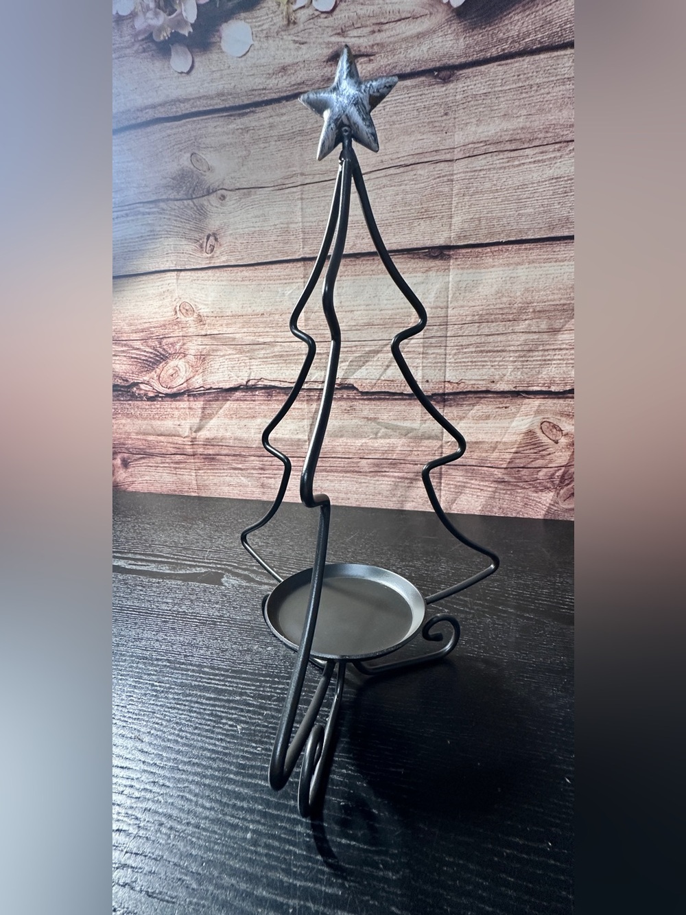14" Tall Longaberger Wrought Iron Christmas Tree Candle Holder